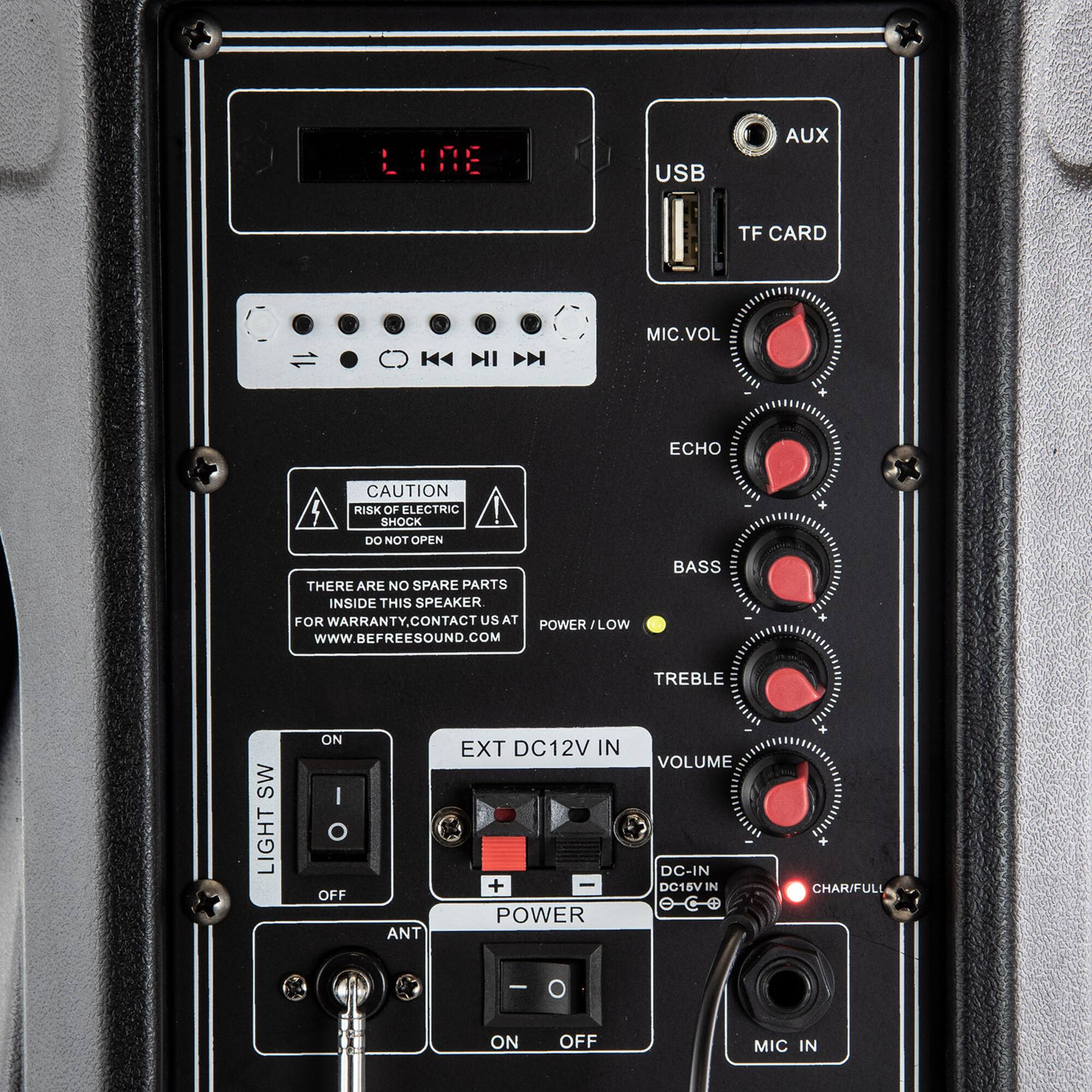 beFree Sound 12" 2500 Watt Bluetooth Portable Party PA Speaker With Illuminating Lights & USB